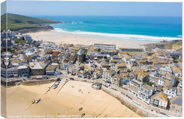 Aerial Photograph of St Ives, Cornwall, England Canvas Print by Tim Woolcock