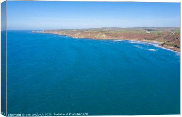 Aerial photograph of Sennen Cove, Penzance, Cornwall, England Canvas Print by Tim Woolcock