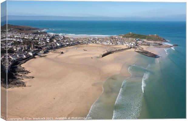 St Ives, Cornwall taken from the air Canvas Print by Tim Woolcock