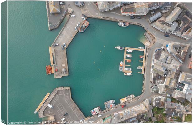 Aerial photograph taken near Padstow Harbour, Cornwall, England. Canvas Print by Tim Woolcock