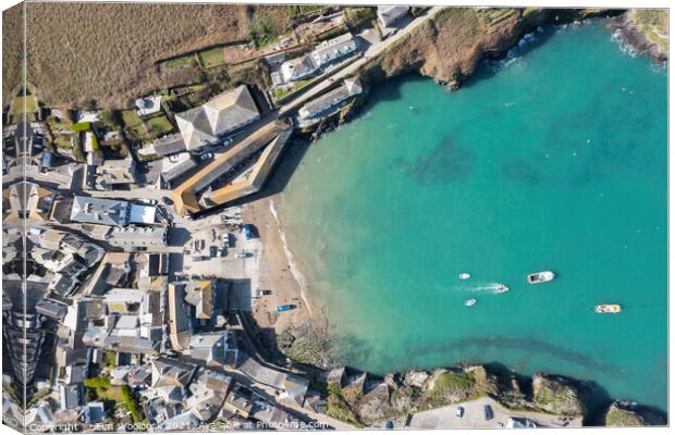 Aerial photograph of Port Isaac, Cornwall, England. Canvas Print by Tim Woolcock
