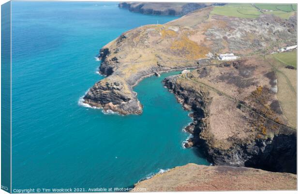 Aerial photograph of Boscastle, Cornwall, England. Canvas Print by Tim Woolcock