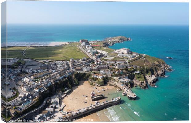 Aerial photograph of Newquay, Cornwall, England. Canvas Print by Tim Woolcock