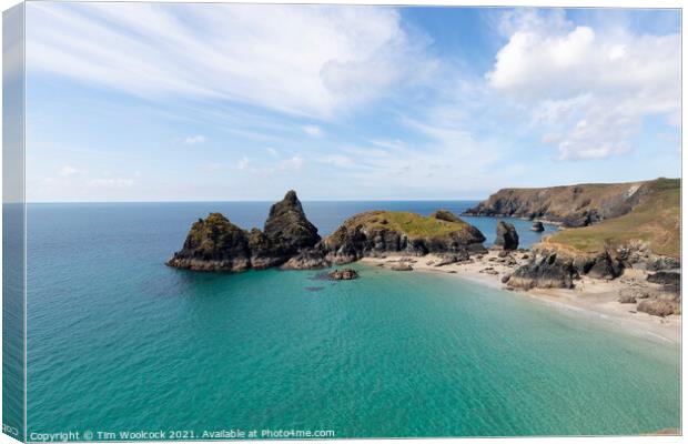 Kynance Cove on a stunning sunny day. Canvas Print by Tim Woolcock