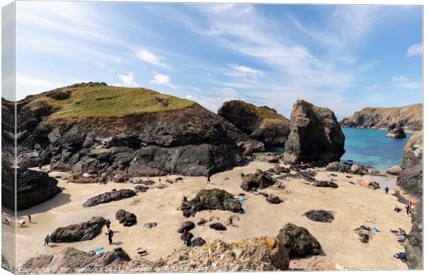 Kynance Cove on a stunning sunny day. Canvas Print by Tim Woolcock