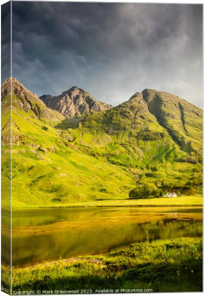 Stormclouds over Glen Coe Canvas Print by Mark Greenwood