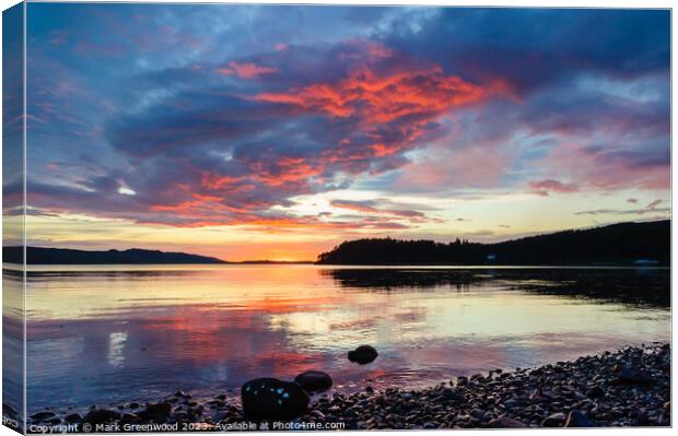 Midsummer Sunset at Poolewe Canvas Print by Mark Greenwood