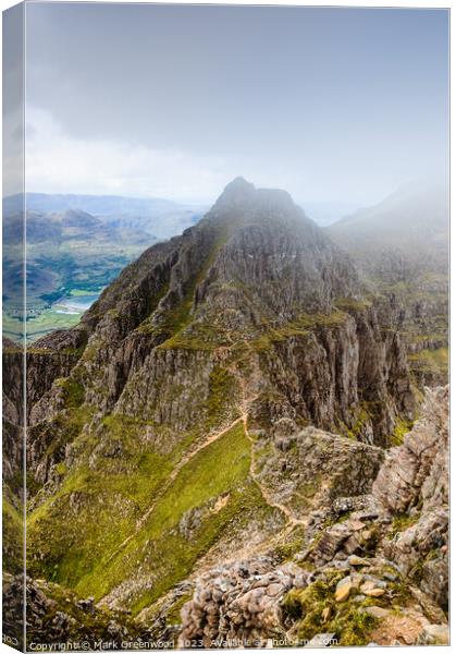 Pinnacles of Liathach: A Hiker's Dream Canvas Print by Mark Greenwood