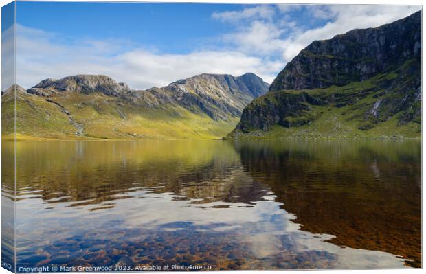 Reflection of Solitude: A Mhaighdean Canvas Print by Mark Greenwood