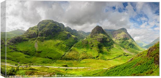 Three Sisters of Glencoe Canvas Print by Mark Greenwood