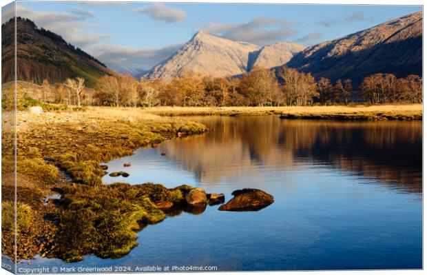 Glen Etive Reflections Canvas Print by Mark Greenwood