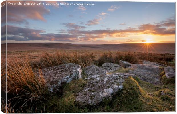 Sunset over Rocky Moorland Canvas Print by Bruce Little