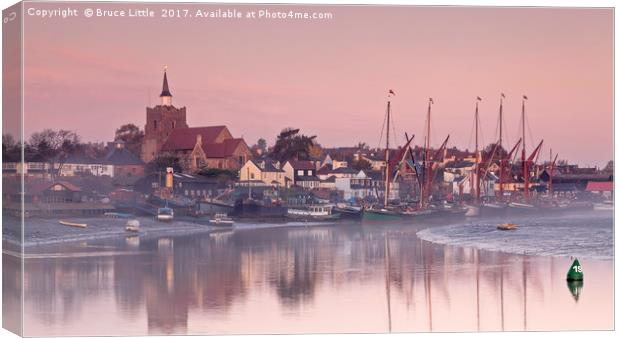 Thames barges moored at Maldon, Essex Canvas Print by Bruce Little