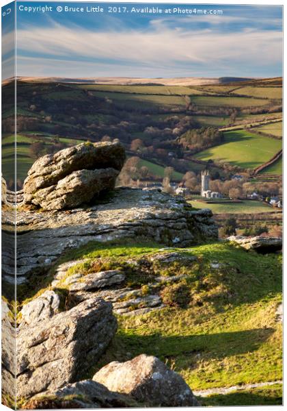 Widecombe in the Moor from Tunhill rocks Canvas Print by Bruce Little