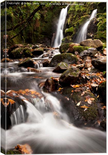 Twin waterfalls on the Venford Brook, Dartmoor Canvas Print by Bruce Little