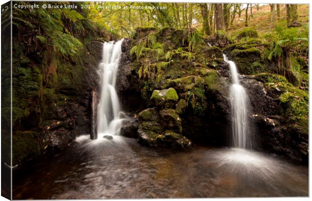 Twin waterfalls on the Venford Brook, Dartmoor Canvas Print by Bruce Little
