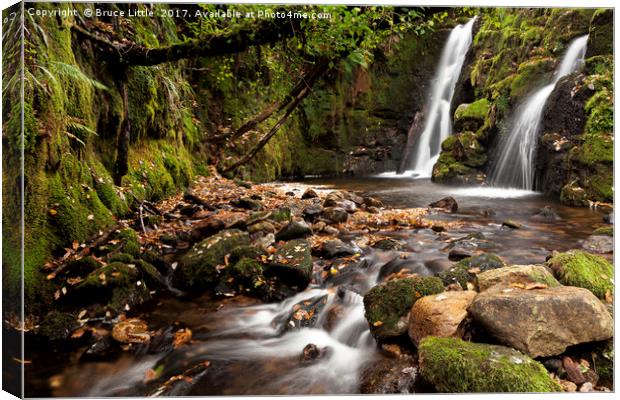 Enchanting Twin Waterfalls in Dartmoor Canvas Print by Bruce Little