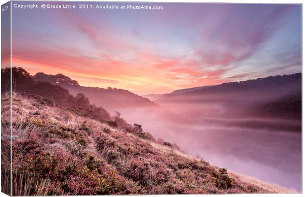 Spectacular dawn in the Teign Valley, Dartmoor Canvas Print by Bruce Little