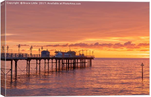 Fiery Sunrise at Teignmouth Pier Canvas Print by Bruce Little
