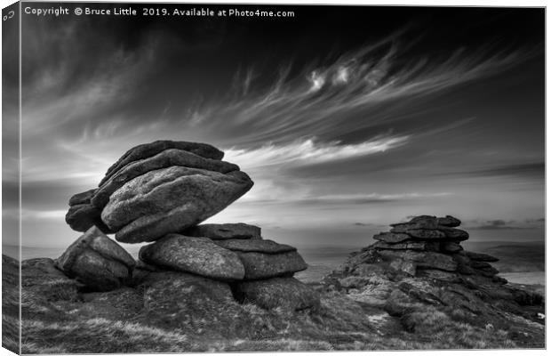 Rocky Drama on Great Mis Tor Canvas Print by Bruce Little