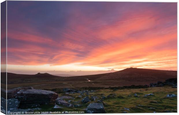 Dramatic sunrise over Dartmoor Canvas Print by Bruce Little
