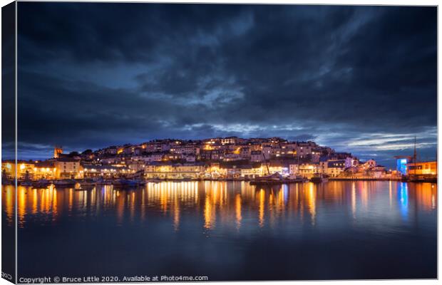 Brixham at Night Canvas Print by Bruce Little