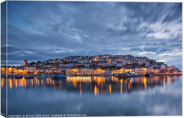Brixham Blue Hour Reflections Canvas Print by Bruce Little