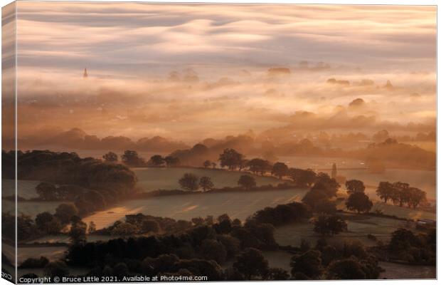 Foggy Sunrise from the Malvern Hills Canvas Print by Bruce Little