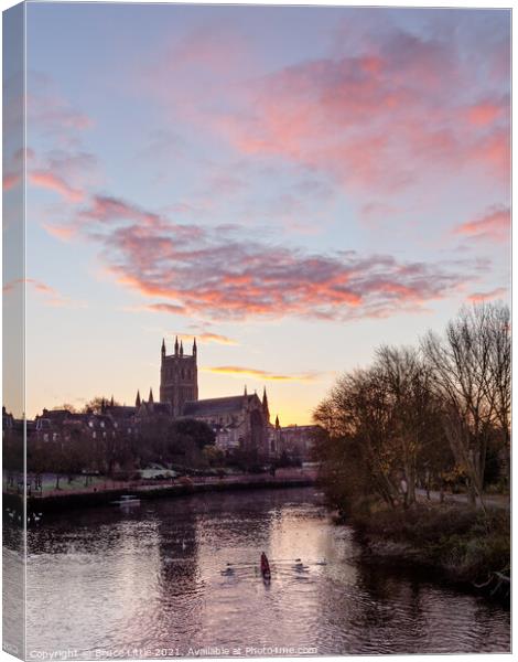 Sunrise at Worcester Cathedral Canvas Print by Bruce Little