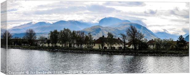 Ben Nevis and the Caledonian Canal Canvas Print by Joy Newbould