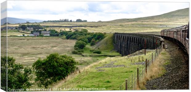 Ribblehead Viaduct from train Canvas Print by Joy Newbould