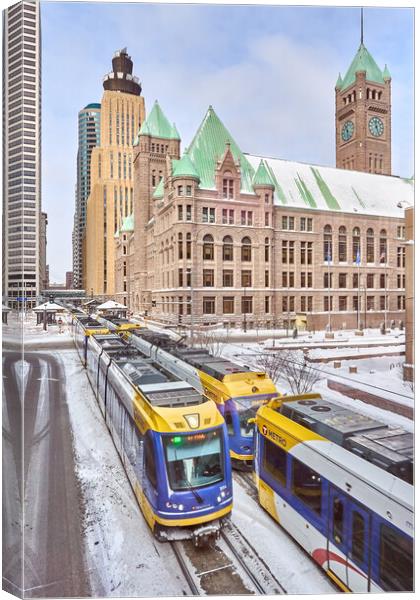 Minneapolis City Hall in winter Canvas Print by Jim Hughes