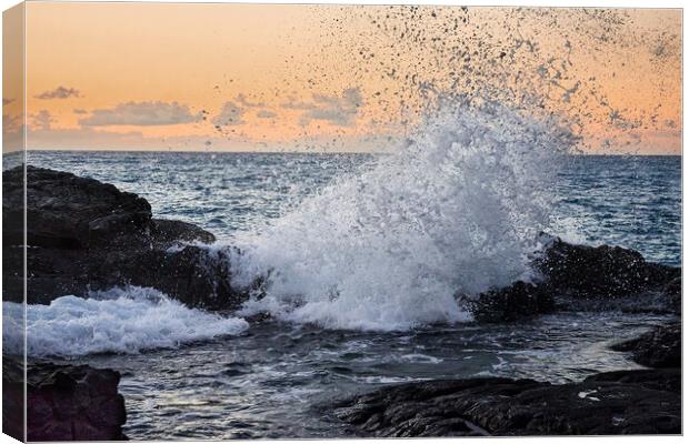 Late Day Surf On Big Island Canvas Print by Jim Hughes