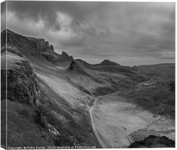Road Sweeps Beneath the Quiraing Canvas Print by Robin Purser