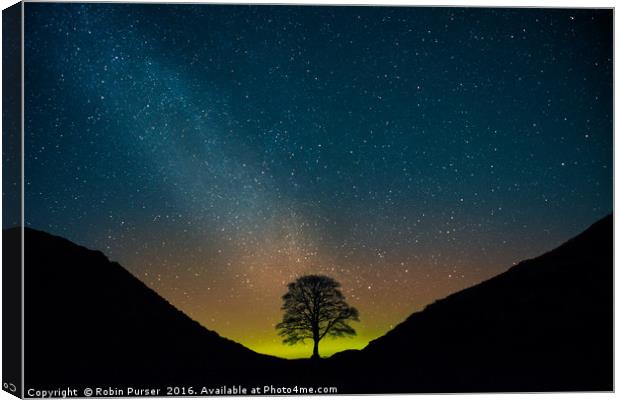The Remnants of an Aurora Over Sycamore Gap Canvas Print by Robin Purser