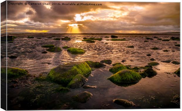 Sunset at Troon beach Canvas Print by Cameron Shaw
