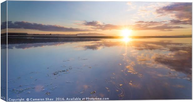 Sunset at Barassie Beach, Troon Canvas Print by Cameron Shaw