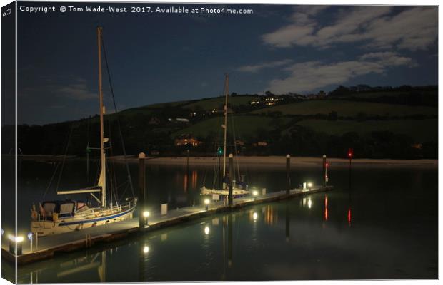 Salcombe Harbour; Normandy Pontoon at Night Canvas Print by Tom Wade-West