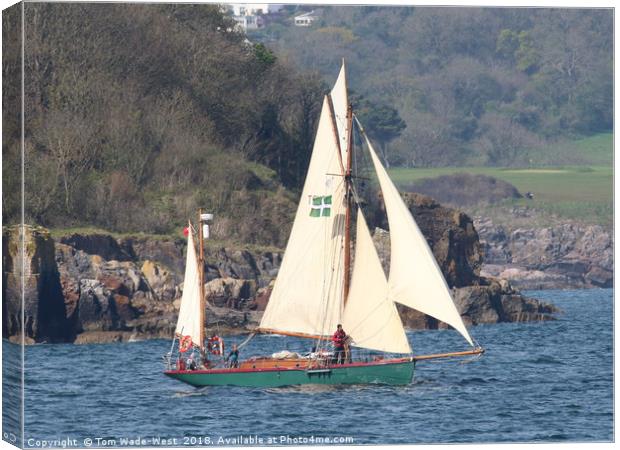 Moosk sailing from Fishcombe Cove, Brixham Canvas Print by Tom Wade-West