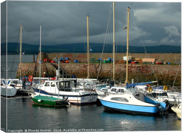 A grey day at Cromarty Harbour Canvas Print by Rhonda Surman