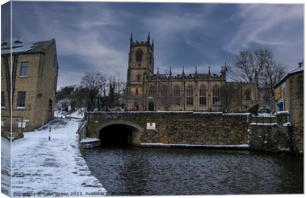 Christ Church, Tuel Lane Tunnel and the Rochdale Canal after the Snow Canvas Print by Colin Green