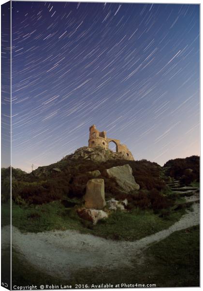 Mow Cop Hill star Trails Canvas Print by Robin Lane