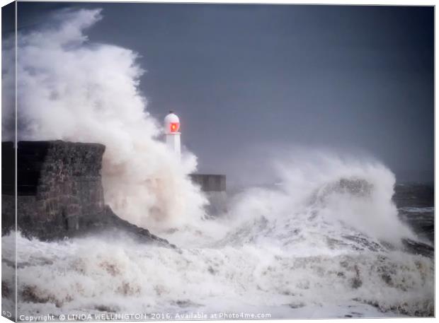 STORM AT PORTHCAWL Canvas Print by LINDA WELLINGTON