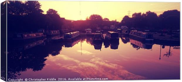 Reflections on the canal Canvas Print by Christopher Kiddle