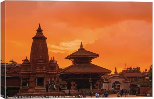 Bhaktapur Durbar Square under natural painting. Canvas Print by Sudeep Suwal