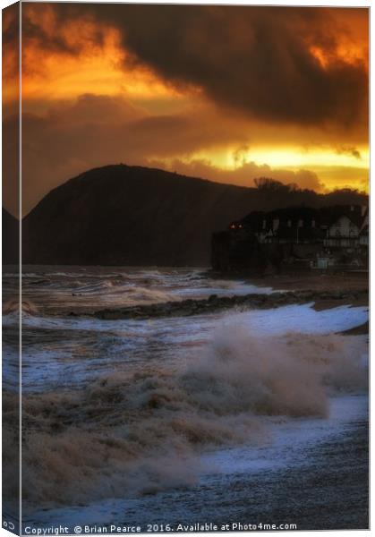 Sunset in Sidmouth Canvas Print by Brian Pearce