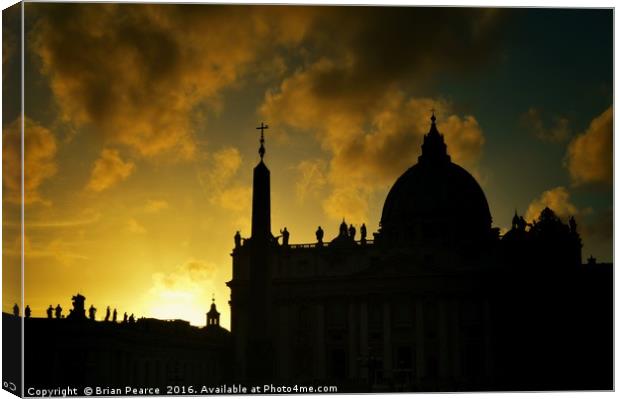 Sunset over Vatican City Canvas Print by Brian Pearce