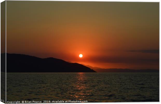 Sunset Thassos Greece Canvas Print by Brian Pearce