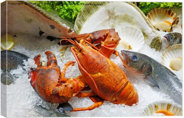Fresh Seafood on Ice  Canvas Print by Thomas Baker