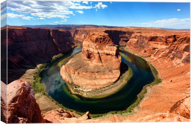 Horseshoe Bend on the Colorado River during summer Canvas Print by Thomas Baker